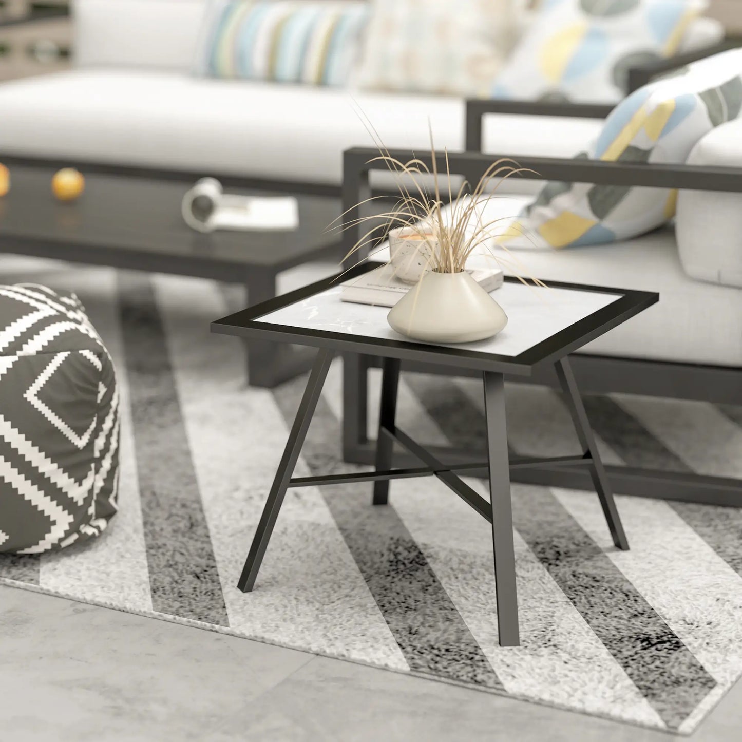 Small Outdoor Side Table, SPC Tabletop, Grey Patio Side Tables at Gallery Canada