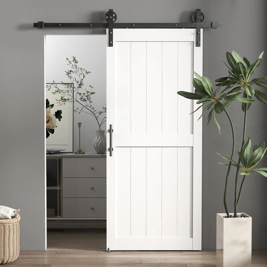 36inx84in Barn Door, 6FT Sliding Hardware Kit, White Door Hardware White, Black at Gallery Canada