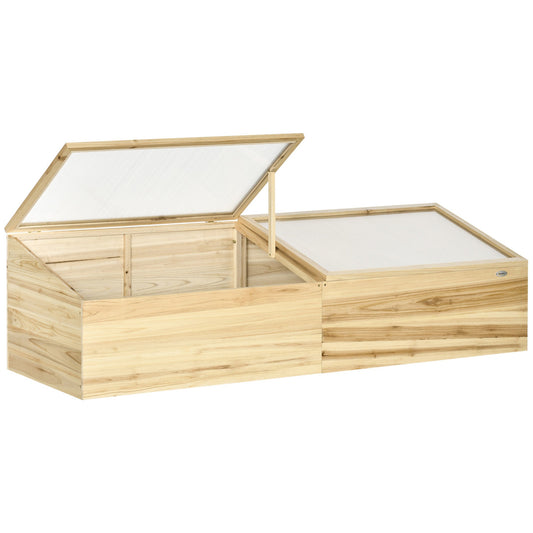 Wooden Cold Frame with Openable Roof, Portable Mini Greenhouse for Indoor, Outdoor, Flowers, Vegetables, Plants, 66.9"x19.7"x17.7", Natural - Gallery Canada