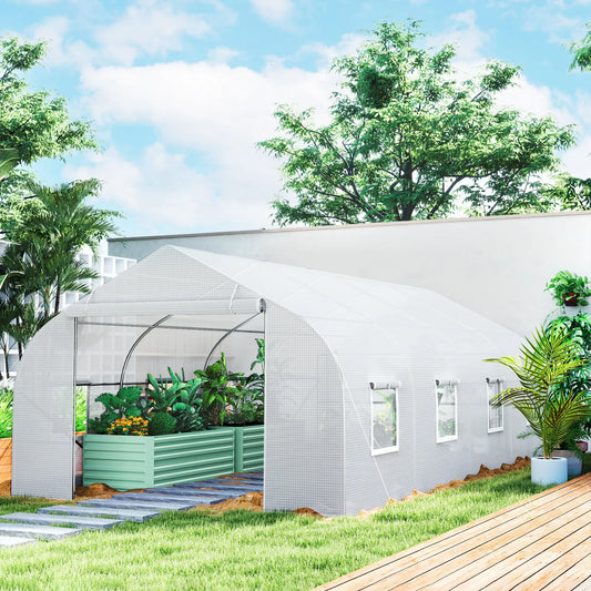 20x10x7ft Walk-In Greenhouse, Plant Growth Tunnel, White Walk In Greenhouses White at Gallery Canada