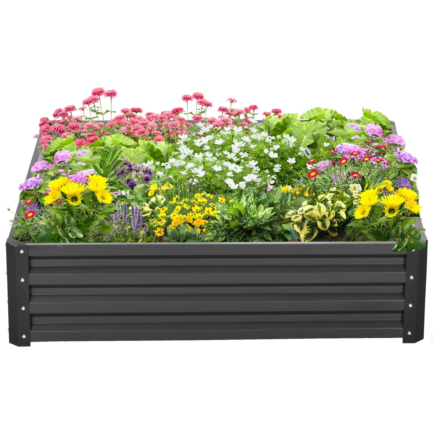 4' x 4' x 1' Galvanized Steel Raised Garden Bed, Grey Galvanized Planter Boxes at Gallery Canada