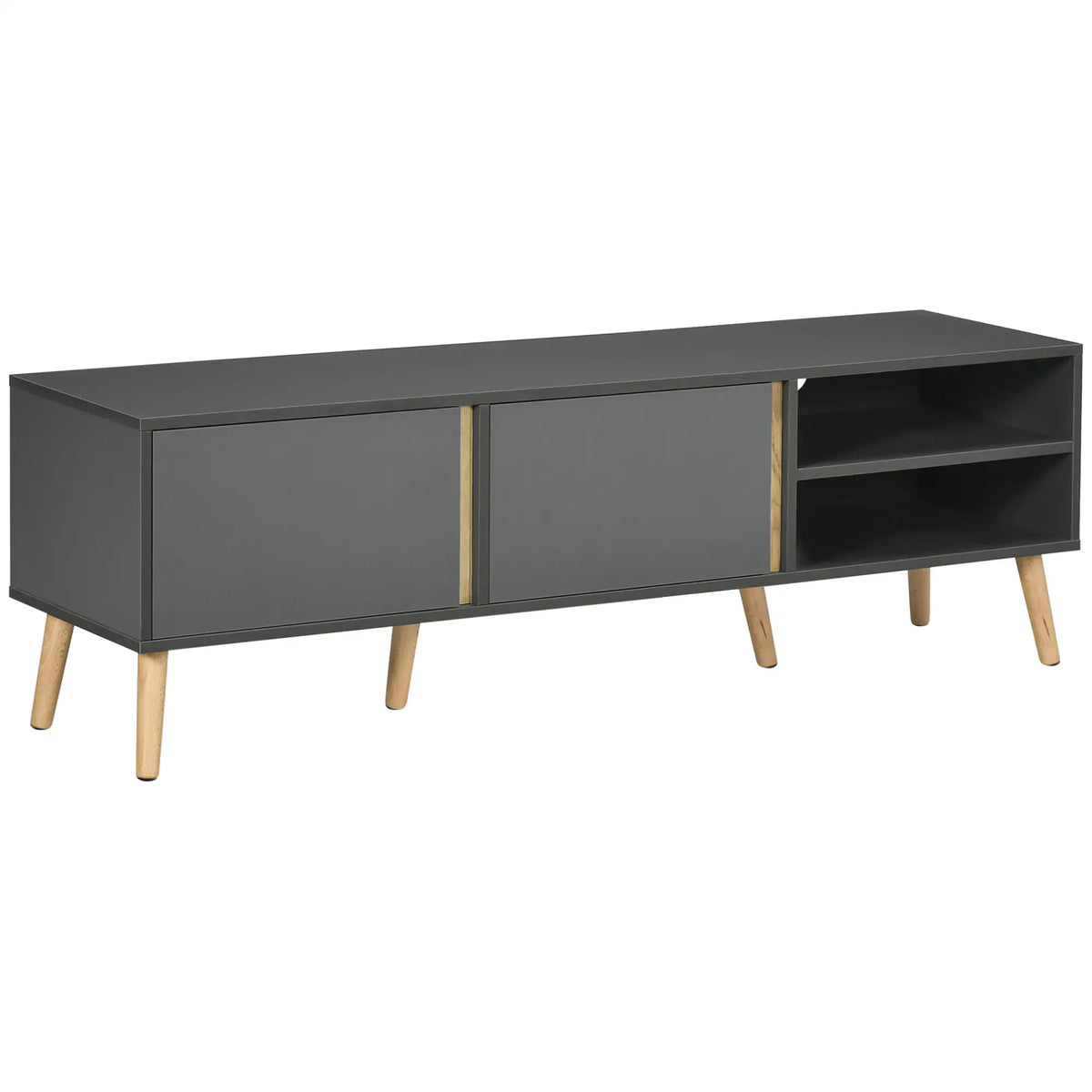 Support TV pour téléviseurs de 55", armoire avec étagères, gris foncé