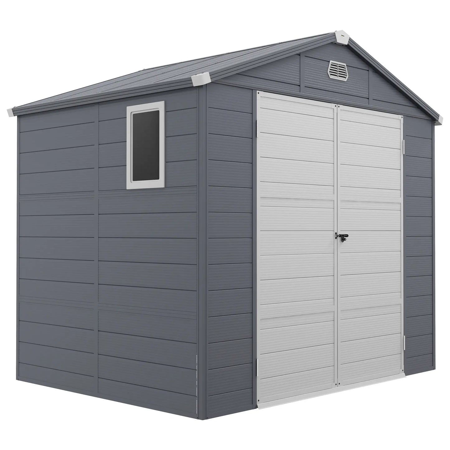 8' x 6' Plastic Garden Storage Shed, Latch Door, Vents, Dark Grey Sheds at Gallery Canada
