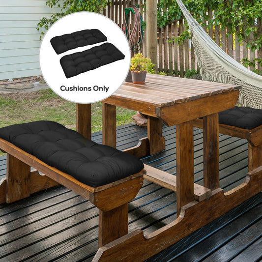 Patio Bench Replacement Cushions, Set of 2, 43" x 19" x 3", Black Patio Chair Cushions Black at Gallery Canada