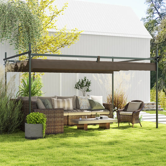 10' x 10' Brown Gazebo, UPF30+ Retractable Canopy, Metal Pergola Kit, Brown Pergolas Black, Brown at Gallery Canada