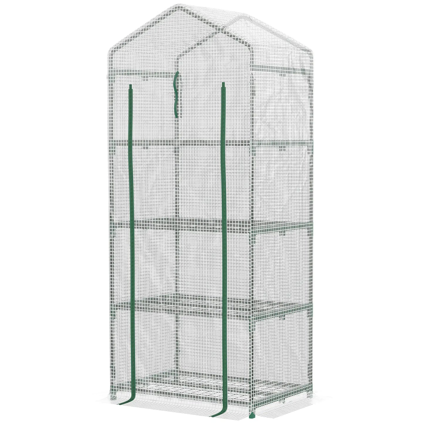 28" x 20" x 63" Portable Greenhouse, 4 Tier Shelves, Steel Frame, PE Cover, White Walk In Greenhouses at Gallery Canada