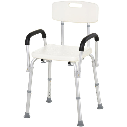Adjustable Medical Shower Chair with Back, Bathtub Bench Bath Seat with Padded Arms, Non Slip Tub Safety for Disabled, Seniors, Elderly