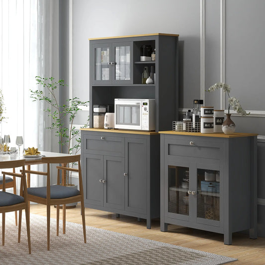 5-Door Kitchen Pantry Cabinet, Adjustable Shelves, 71 Inch Kitchen Pantry Cabinets Grey at Gallery Canada