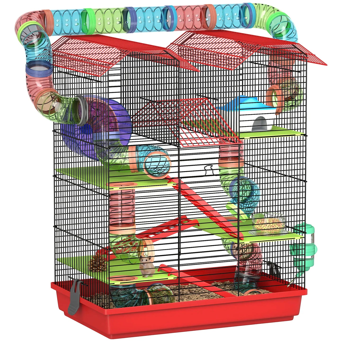 18.5" Hamster Cage, 5 Tiers, With Tunnel Tube System, Red Hamster Cages at Gallery Canada