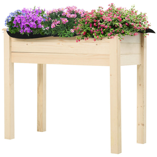 34"x18"x30" Wooden Raised Garden Bed, Elevated Planter Box with Legs, Drainage Holes, Inner Bag for Garden, Natural at Gallery Canada