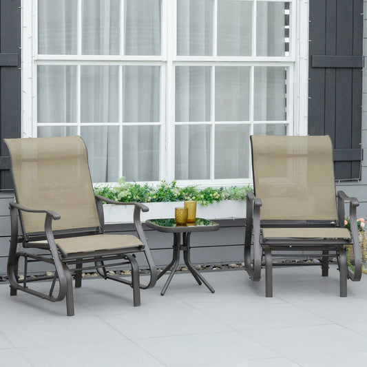 3PCs Gliding Rocking Chair, Bistro Tea Table Set, Grey Outdoor Gliders Brown, Grey, Black at Gallery Canada