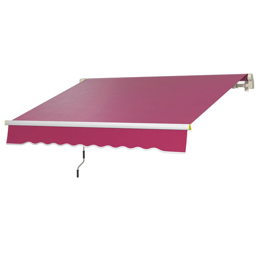 8' x 6.5' Manual Retractable Awning with LED Lights, Aluminum Sun Canopies for Patio Door Window, Wine Red