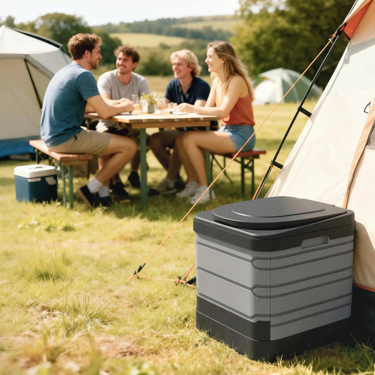 Portable Toilet, Foldable Porta Potty, 12 Coagulant Packets Camping Toilets Grey, Black at Gallery Canada