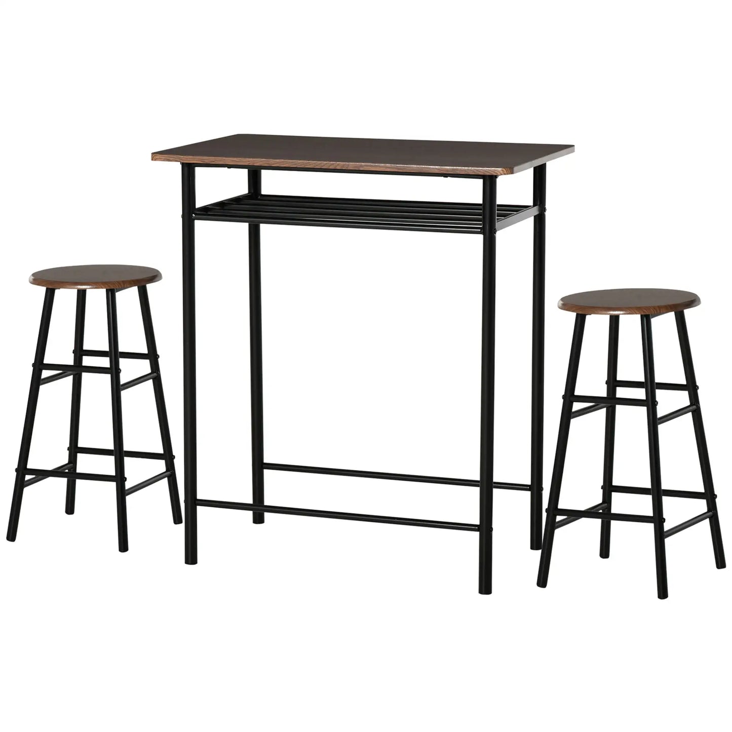 3-Piece Counter Height Bar Table Set, 1 Table 2 Stools, Black Oak, Black Bar Sets at Gallery Canada