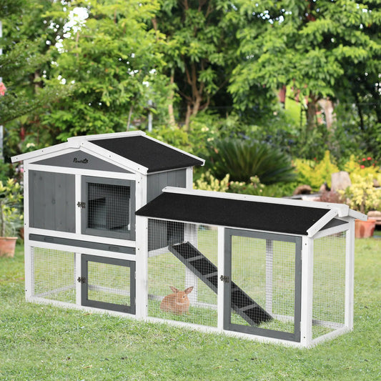 69"L Cage en Bois pour Lapin, Enclos Maison pour Lapin, Blanc