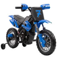 Moto électrique pour enfants 12V, roues d'entraînement, suspension, bleu