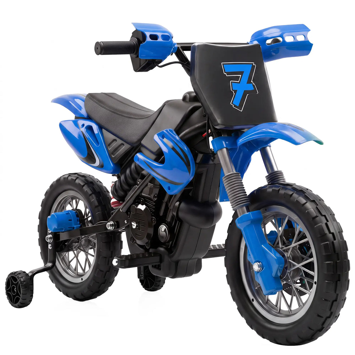 12V Kids Electric Motorcycle, Training Wheels, Suspension, Blue Electric Motorcycles at Gallery Canada