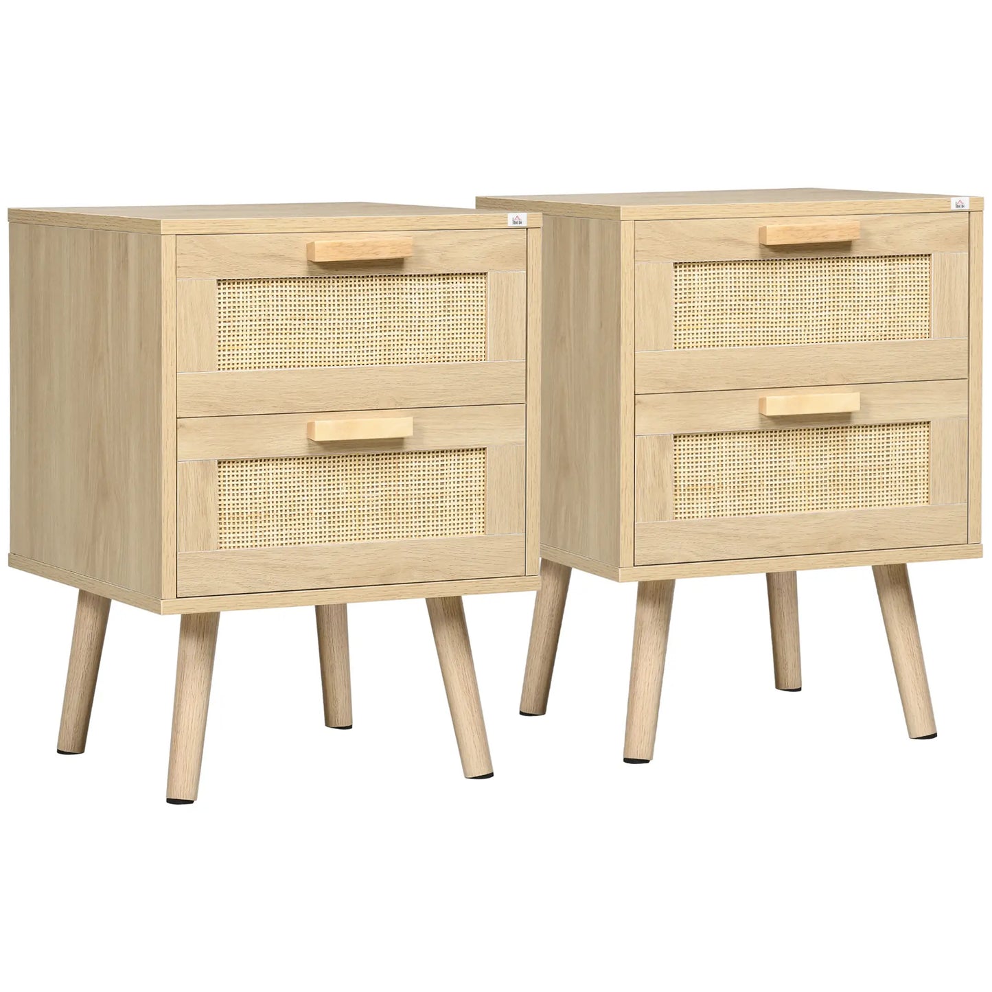 Boho Nightstand Set of 2, Side Table with 2 Drawers, Living Room, Bedroom Bedside Tables at Gallery Canada