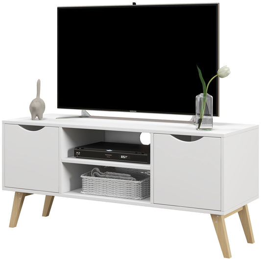 TV Stand with 2 Storage Cabinet Stand for TV's up to 50" for Living Room Office, Storage Entertainment Center, White at Gallery Canada