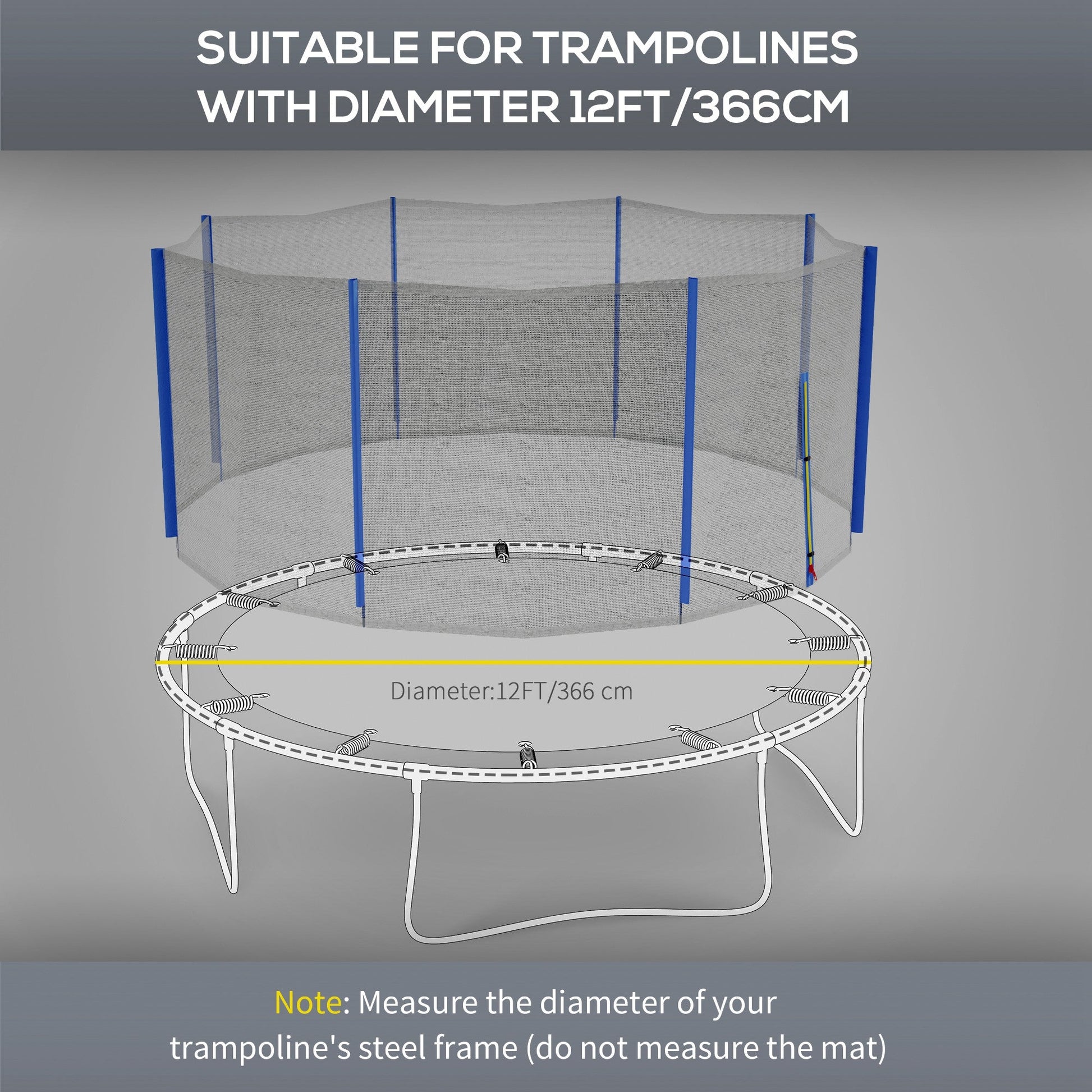 Trampoline Net Enclosure, Trampoline Netting Replacement with Zippered Entrance for 12ft Round Trampoline at Gallery Canada