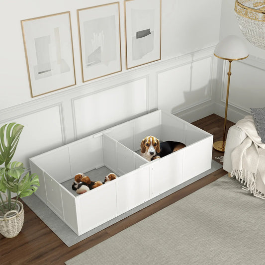 Adjustable Whelping Box for Dogs, 77" x 38", White Houses, Kennels & Pens White at Gallery Canada