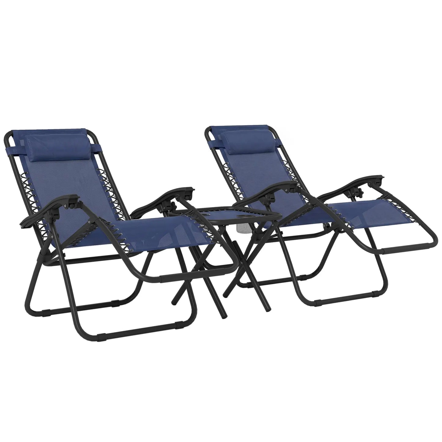 Zero Gravity Chair Set of 2, Patio Chair with Side Table, Blue Lounger Chairs at Gallery Canada