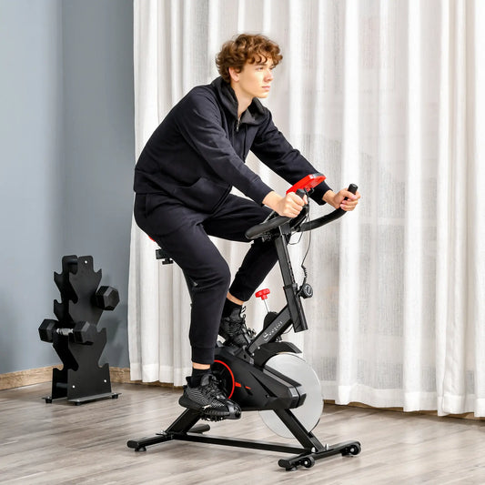 Upright Exercise Bike, Magnetic Resistance, LCD Display, Adjustable Exercise & Stationary Bikes Black at Gallery Canada