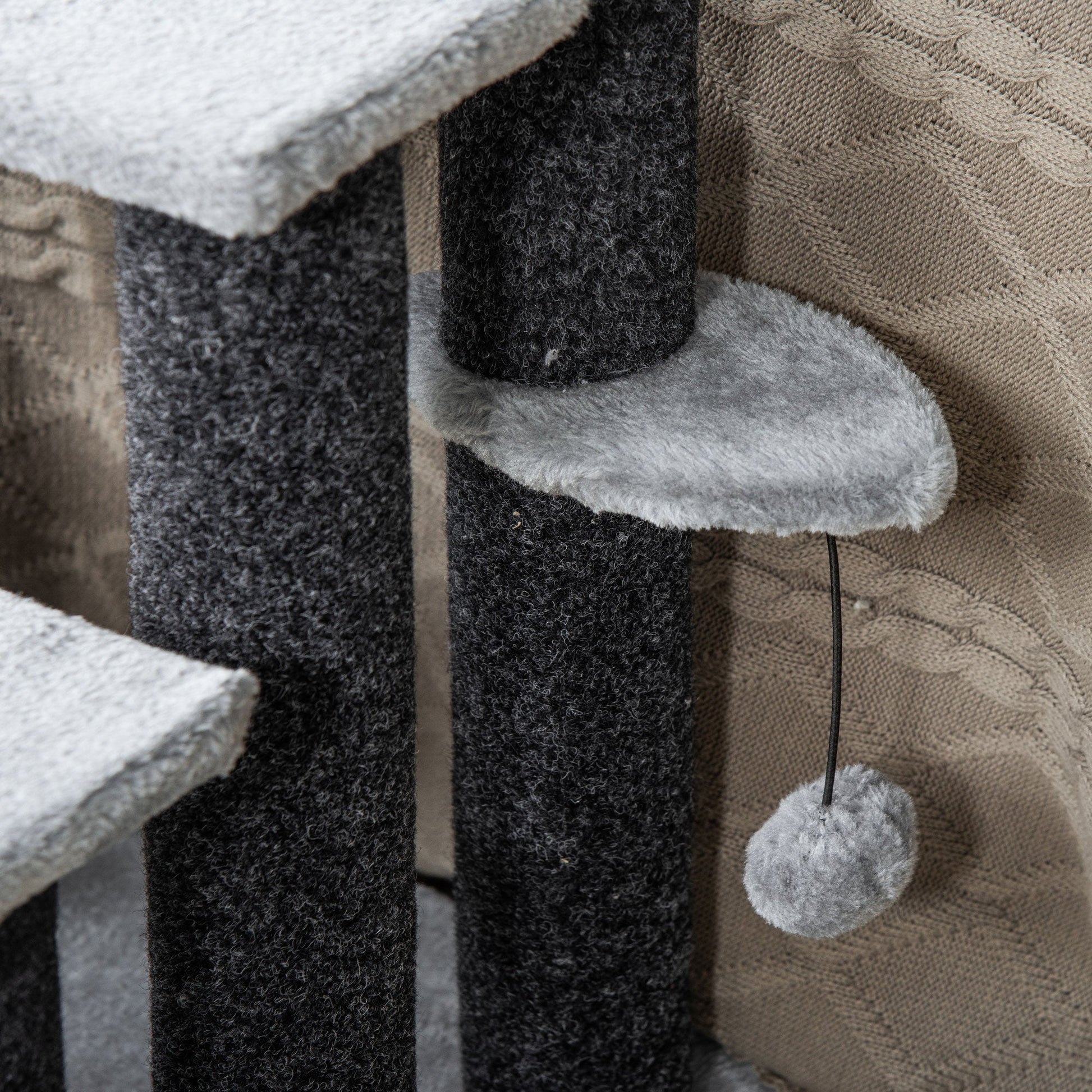 Cat Stairs for Bed, Couch 4 Steps, Small Cat Tree for Indoor Cats with Scratching Posts Toy Ball, Light Gray at Gallery Canada