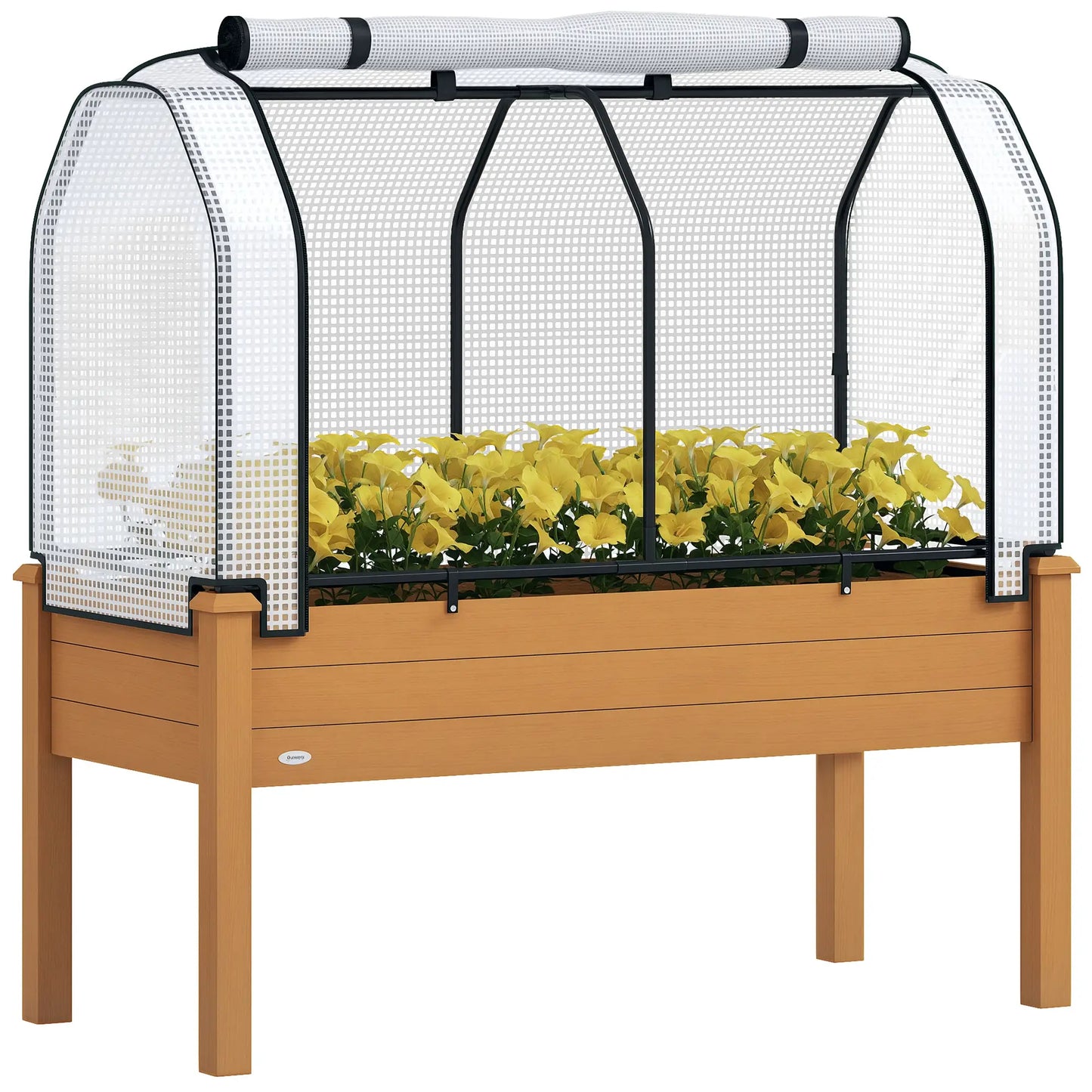 Raised Garden Bed, Wood Planter Box, PE Greenhouse Cover, Outdoor Elevated Elevated Garden Beds at Gallery Canada