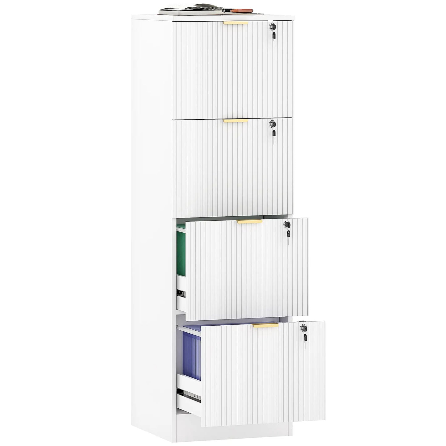Lockable Filing Cabinet, 4 Drawers, Adjustable Hanging Rails, White Office Cabinets & Cupboards at Gallery Canada