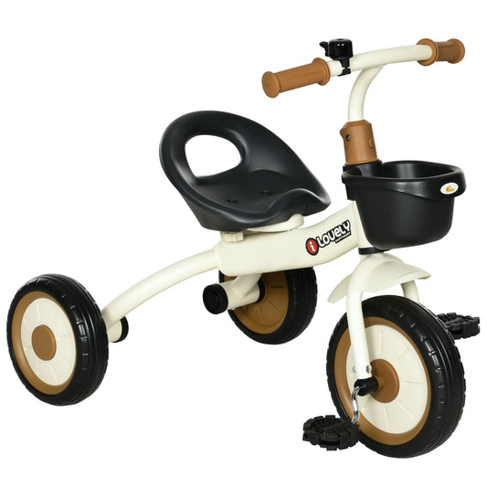 Tricycle for Toddler 2-5 Year Old Girls and Boys, Toddler Bike with Adjustable Seat, Basket, Bell, White - Gallery Canada