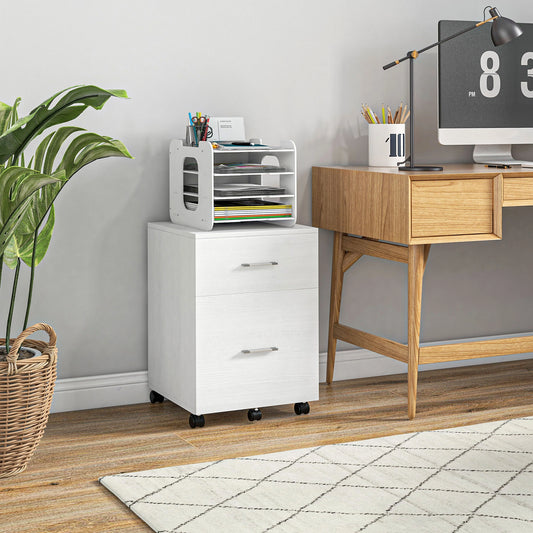 Mobile Vertical File Cabinet, 2 Drawers with Wheels, Letter or A4 Size, White Office Cabinets & Cupboards White at Gallery Canada