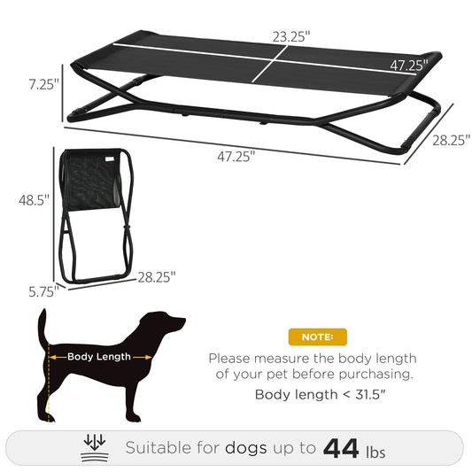 47.5" Elevated Foldable Cool Dog Bed for Medium Dog, Indoor Outdoor Raised Pet Cot with Breathable Mesh, Black - Gallery Canada