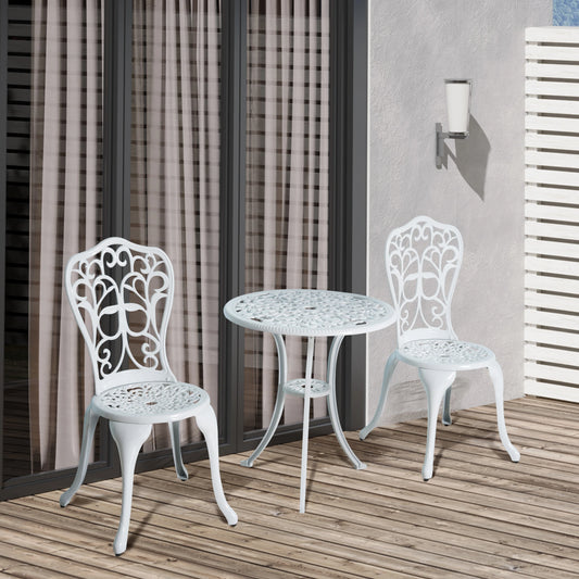 Antique Outdoor Bistro Set, 3 Pieces, Patio Table and Chairs, White Bistro Sets White at Gallery Canada