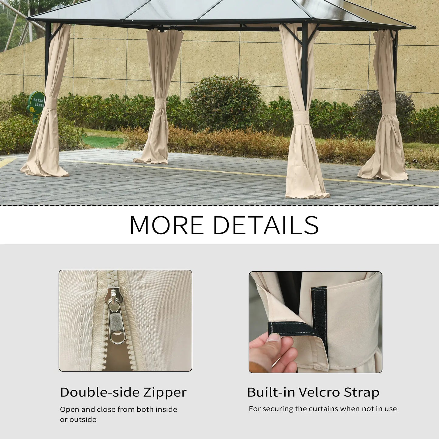 10' x 13' Gazebo Sidewall Set, 4 Panels, Hooks Included, Beige Gazebo Sidewalls at Gallery Canada