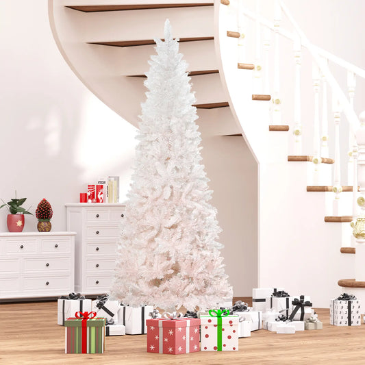 7ft Pencil Artificial Christmas Tree, Pine Realistic Branches, Auto Open, Pink White Pencil Christmas Trees White, Pink at Gallery Canada