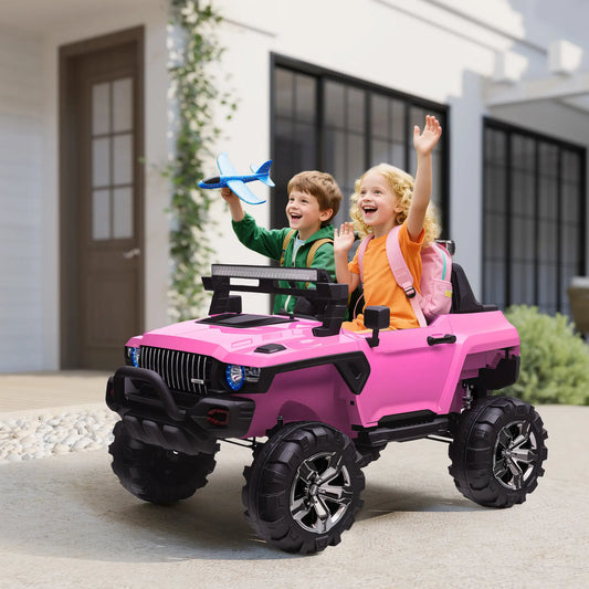 2-Seater Kids Police Car, 12V 7AH Remote Control, Pink Electric Toy Cars Pink at Gallery Canada