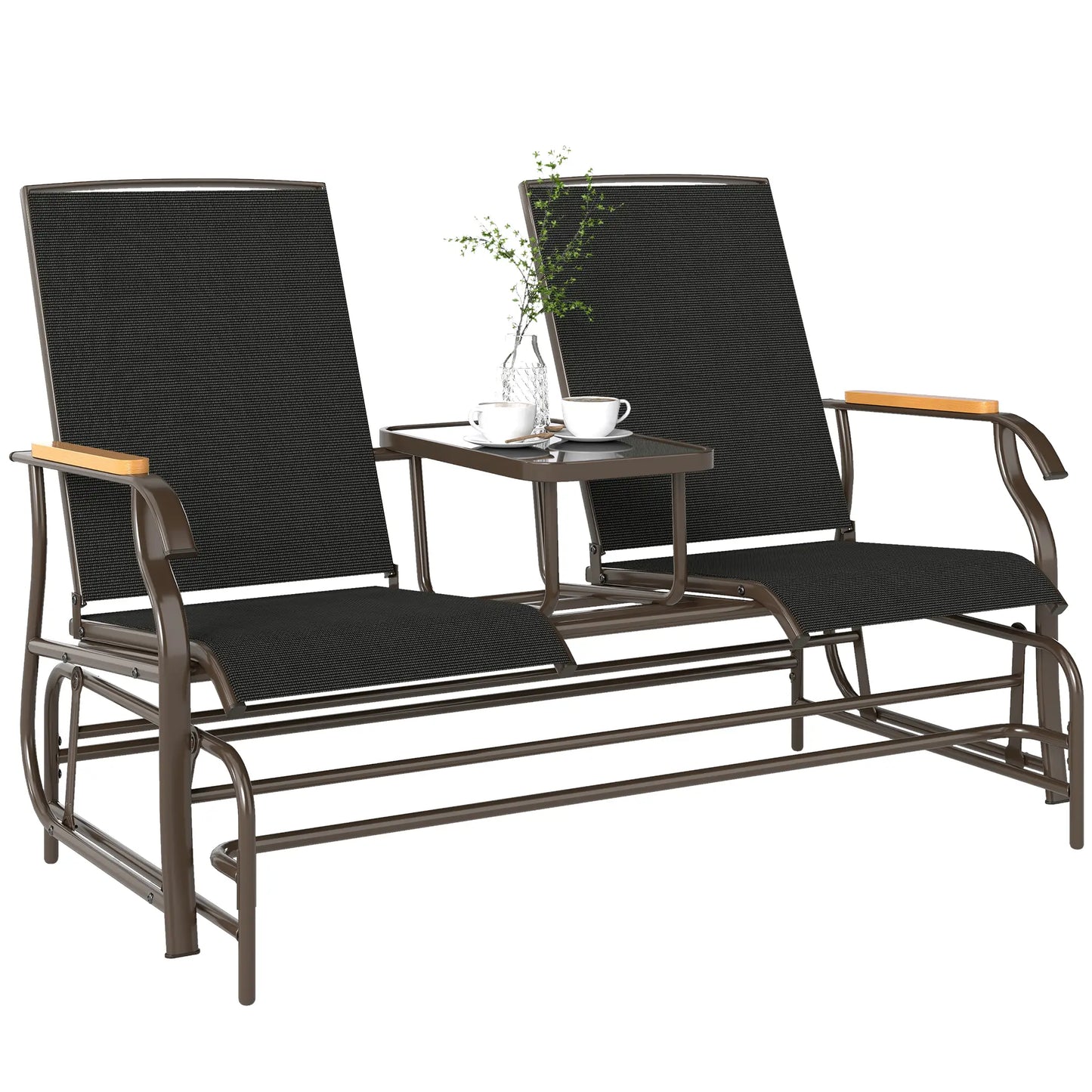 2-Person Outdoor Glider Bench, Steel Frame, Breathable Mesh, Table Outdoor Gliders at Gallery Canada