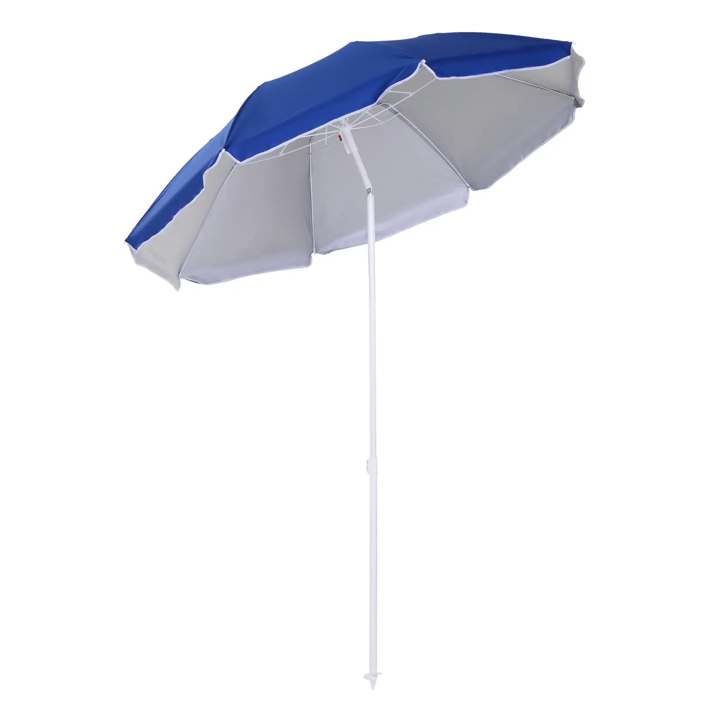 6.7ft Beach Umbrella, Push Button Tilt, Ruffled, Blue Beach Umbrellas at Gallery Canada