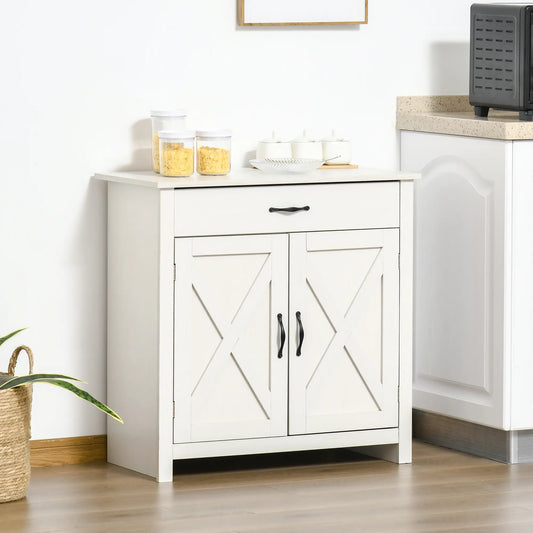 Farmhouse Sideboard Buffet, Storage Cabinet with Barn Doors, Distressed White, White Bar Cabinets White Wash at Gallery Canada