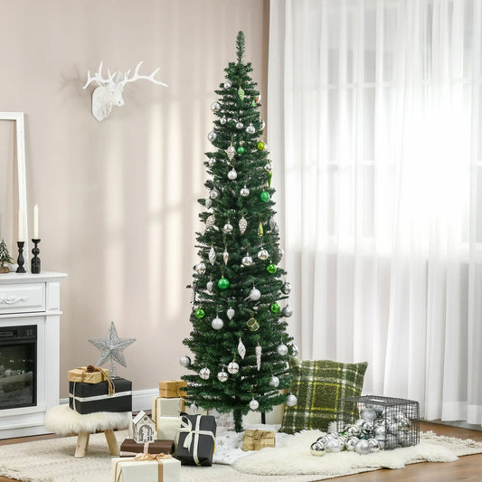 7' PVC Slim Pencil Artificial Christmas Tree, 390 Branch Tips Pencil Christmas Trees Green at Gallery Canada