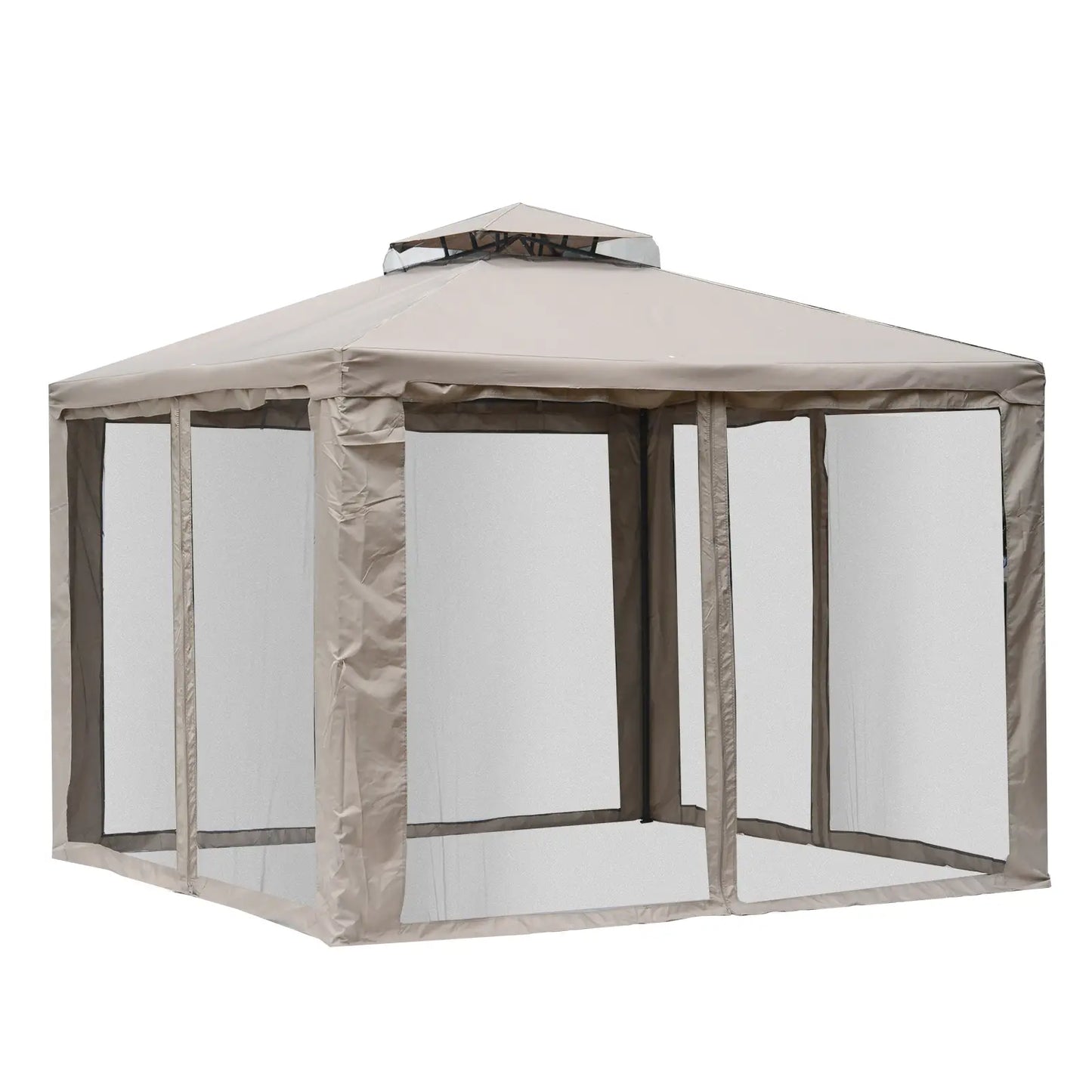 10' x 10' Outdoor Gazebo, Steel Frame, Canopy Shelter, Brown Gazebos at Gallery Canada
