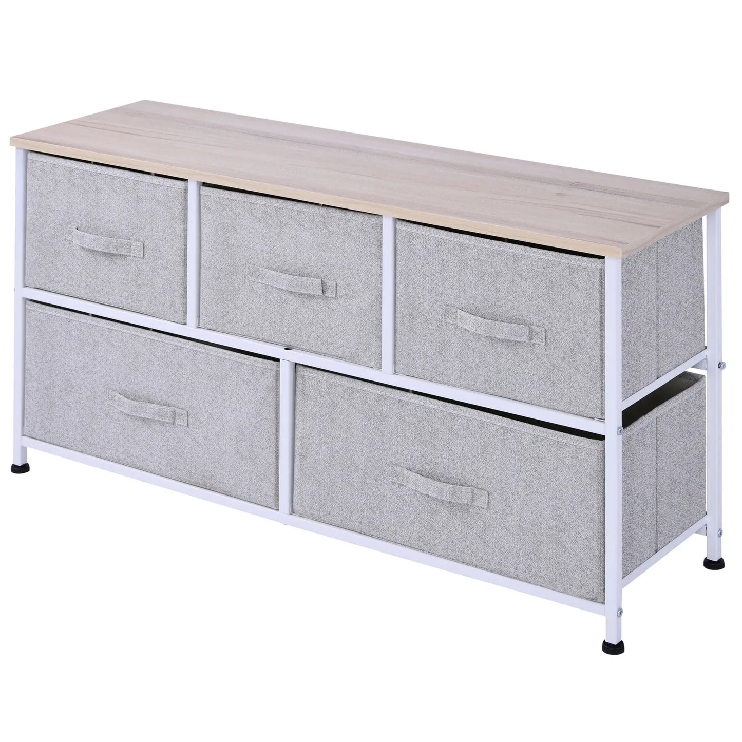 Linen Drawer Cabinet, 5 Removable Drawers, Metal Frame, Adjustable Feet, Grey Storage Cabinets at Gallery Canada