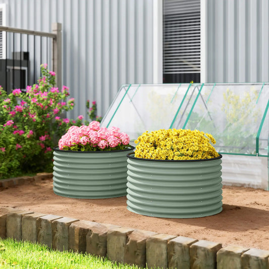 Set Of 2 Metal Raised Garden Beds, Easy To Assemble, Green Galvanized Planter Boxes Green at Gallery Canada