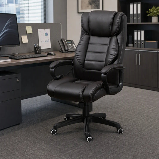 Massage Office Chair, High Back, 6-Point Vibration, Adjustable Height, Brown Massage Chairs Brown at Gallery Canada