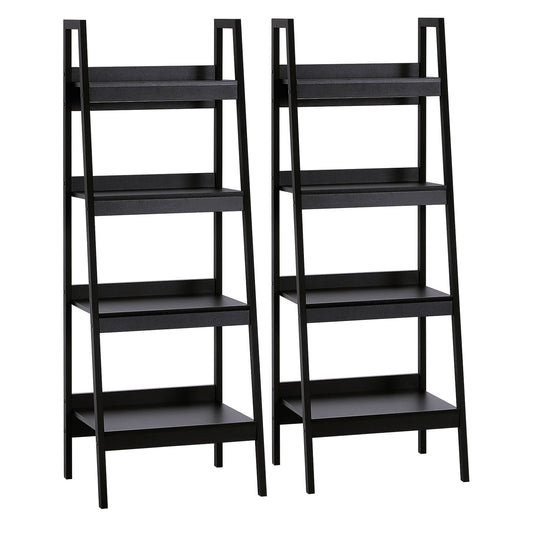Set of 2, 4 Tier Ladder Shelf Bookcase, Multi-Use Display Rack, Storage Shelving Unit Display Stand, Flower Plant Stand, Home Office Furniture, Black - Gallery Canada