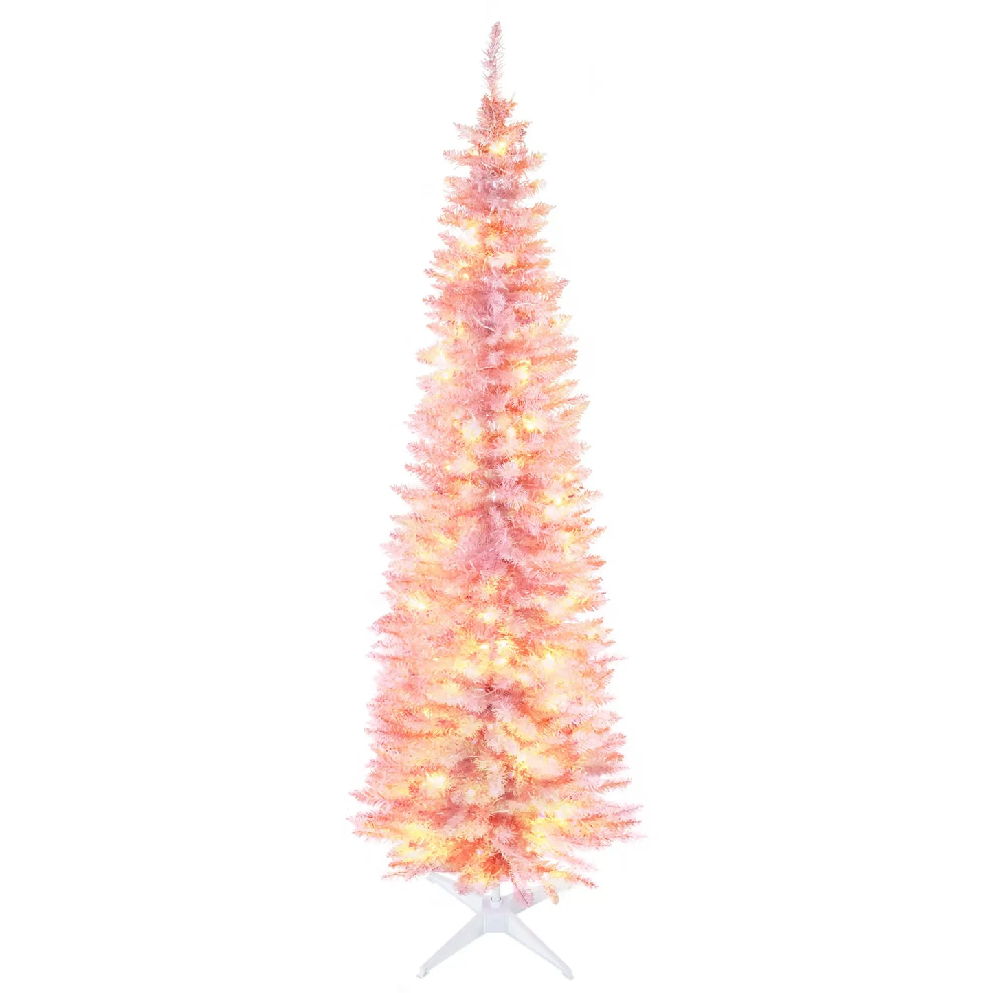 6' Pre Lit Artificial Pencil Christmas Tree, Warm White LED Lights, Pink Pencil Christmas Trees at Gallery Canada