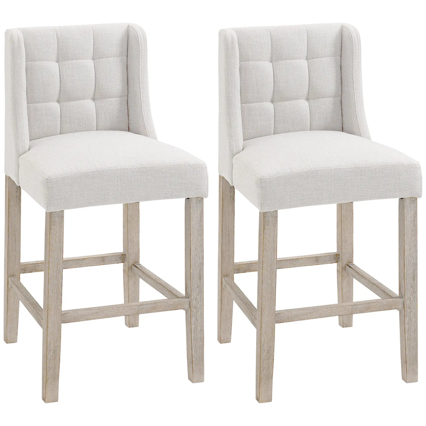 Modern Tufted Upholstered Counter Stools, Set of 2, Beige Bar Stools at Gallery Canada