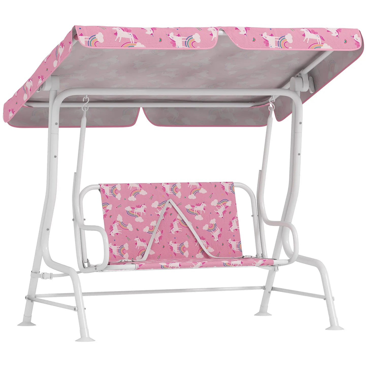 Kids Porch Swing, 2-Seater Bench With Safety Belts, Adjustable Canopy, Pink Gym Sets & Swings at Gallery Canada