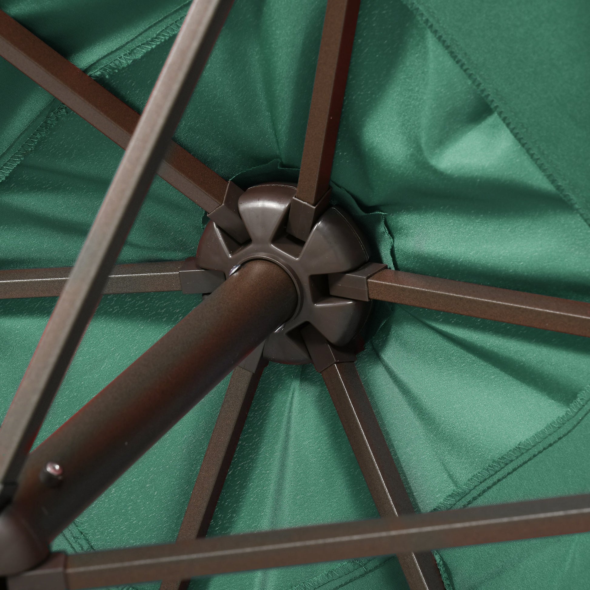 6.5x10ft Patio Umbrella Rectangle Solar Powered Tilt Aluminum Outdoor Market Parasol with LEDs Crank (Dark Green) at Gallery Canada